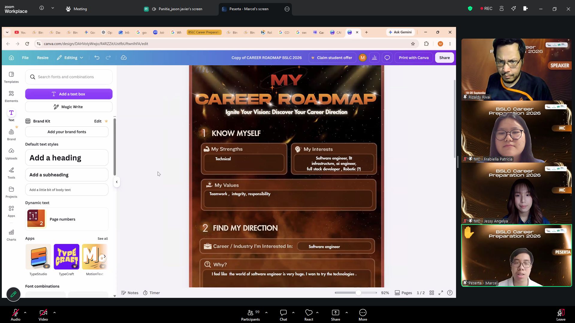 Sesi Presentasi Career Roadmap