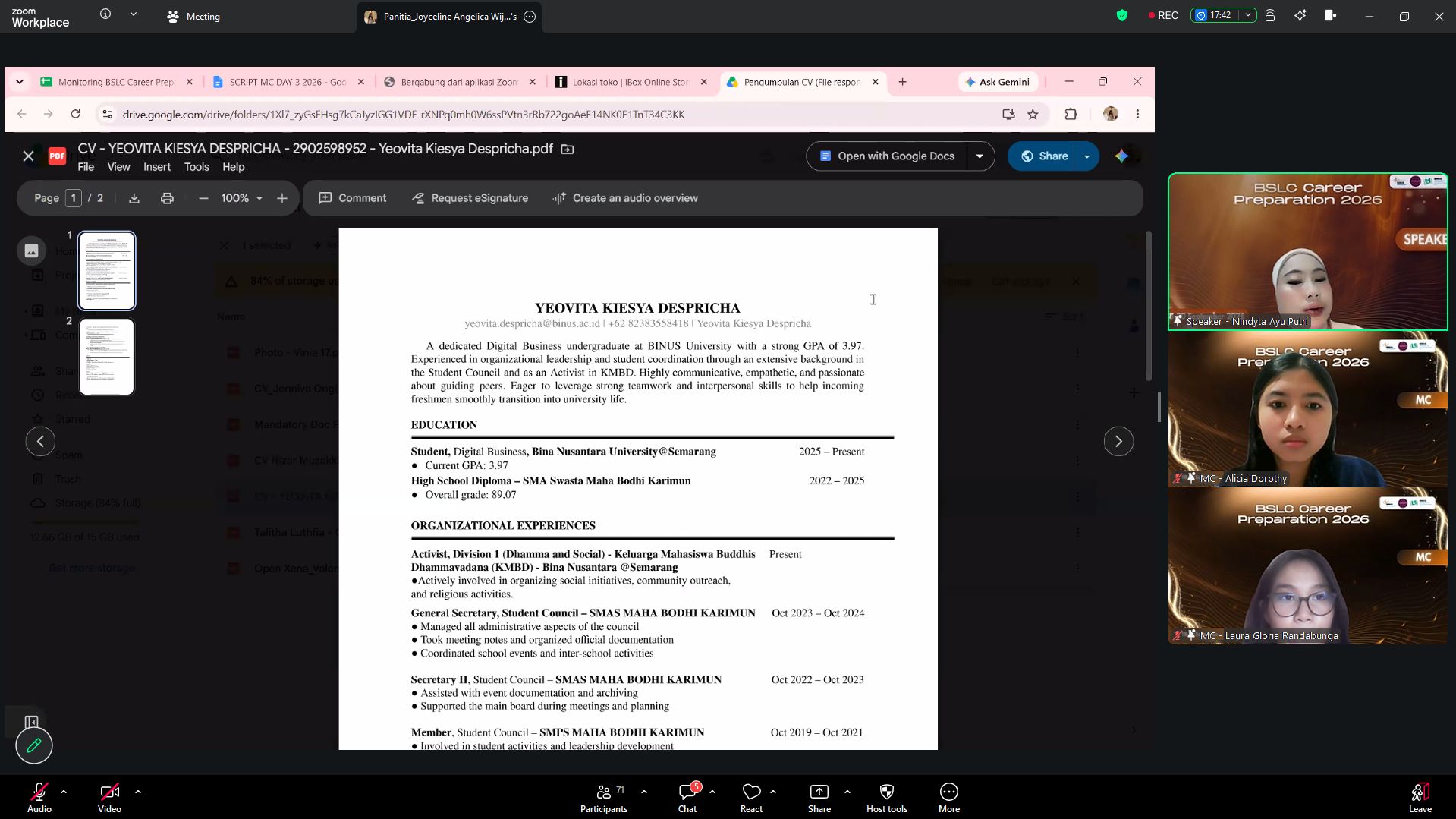 Sesi Review CV Peserta