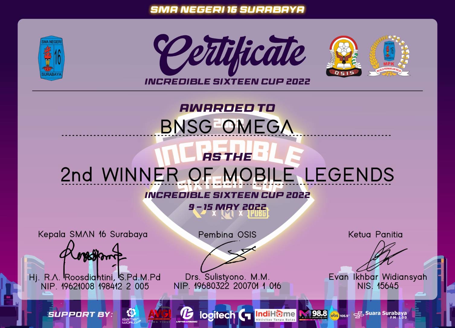 2nd Place in Incredible Sixteen Cup 2022