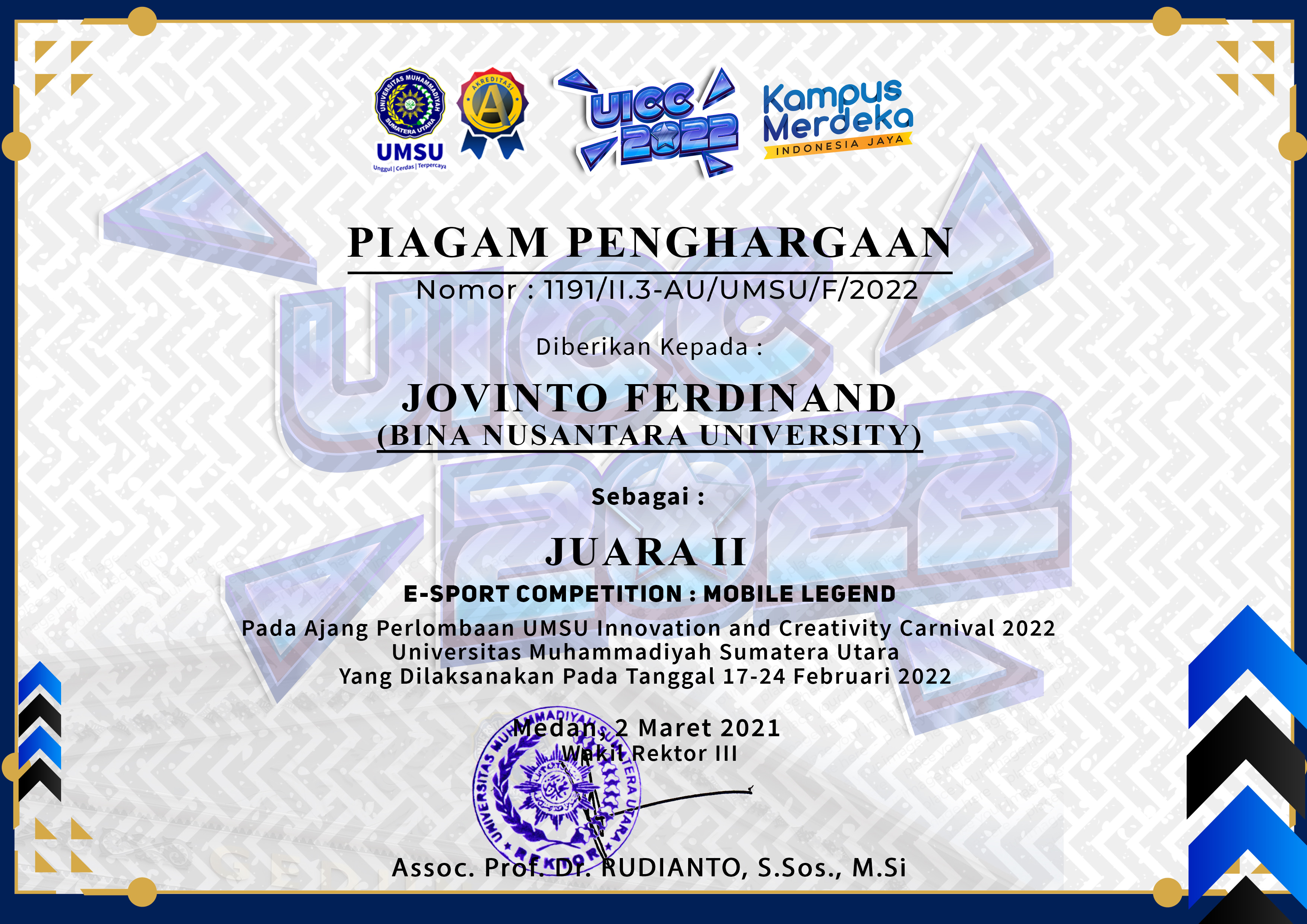 2nd Place in Ajang Perlombaan UMSU Innovation & Creativity Carnival 2022