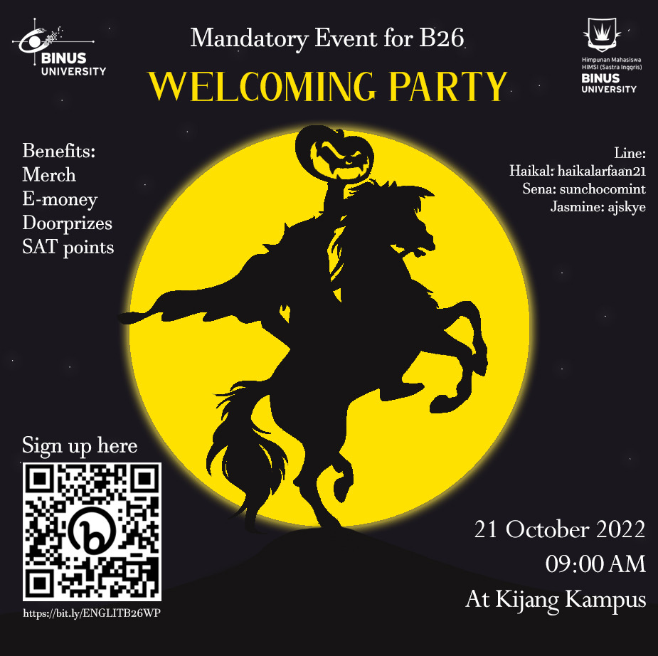 WELCOMING PARTY ENGLISH LITERATURE B2026