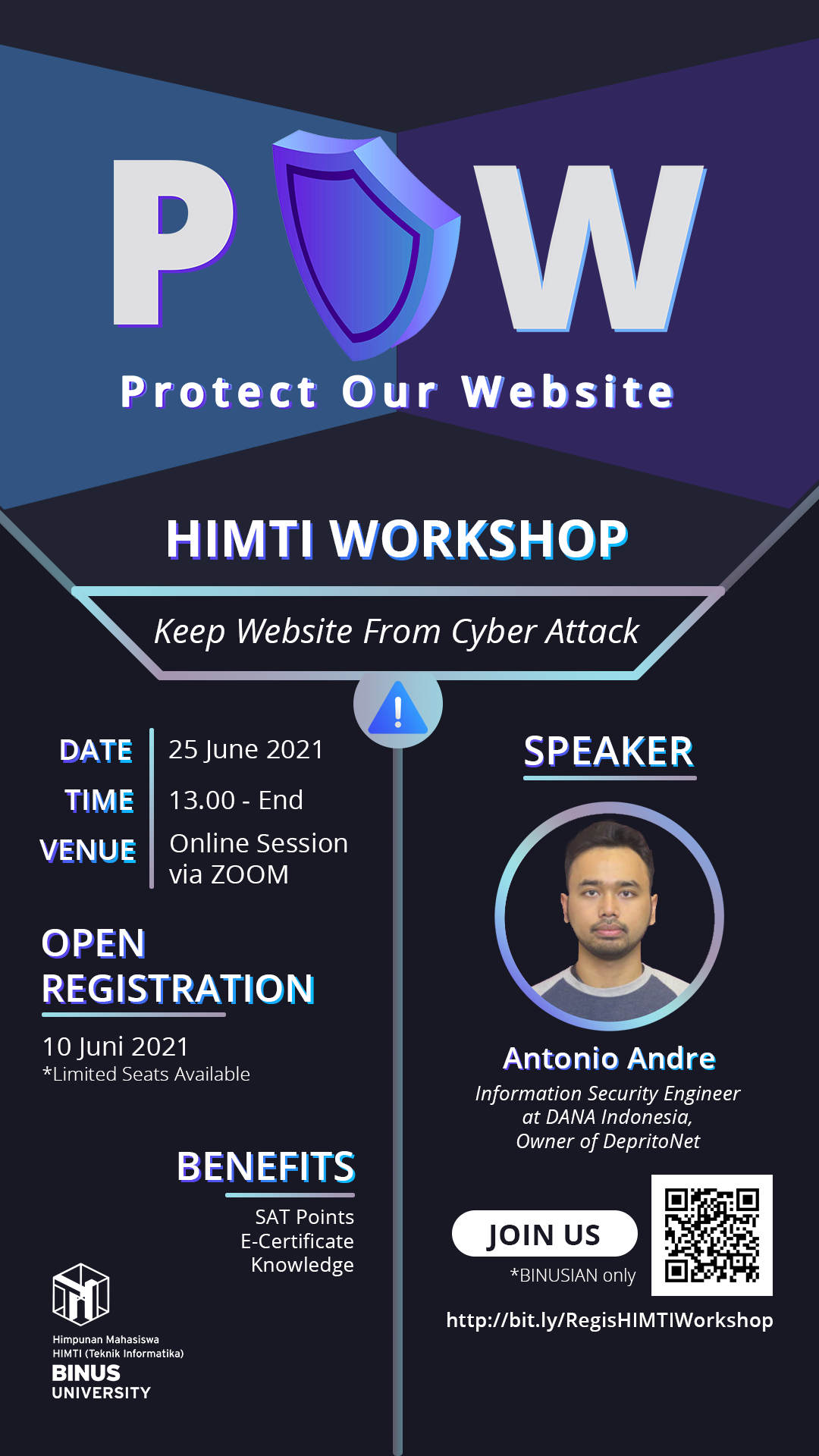 Open Registration: HIMTI Workshop: Protect Our Website (BINUSIAN Only)